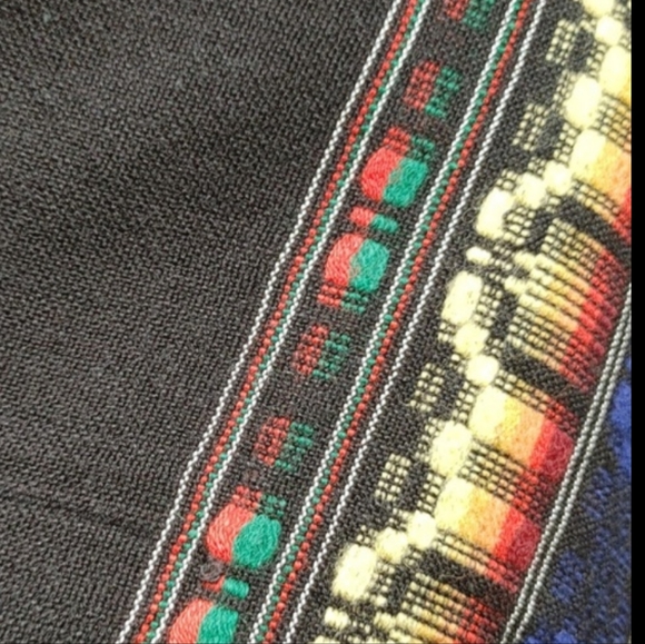FINAL REDUCTION Native Hand Woven Black Wool Shawl w Embroidery - Picture 2 of 8